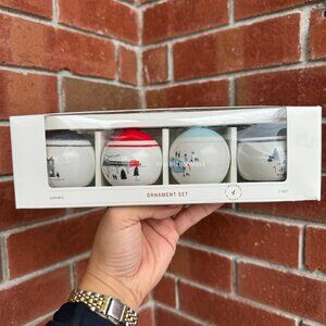 TARGET HEARTH & HAND WITH MAGNOLIA WINTER SCENE CERAMIC ORNAMENTS 1 BOX ONLY